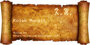 Kolek Margit névjegykártya